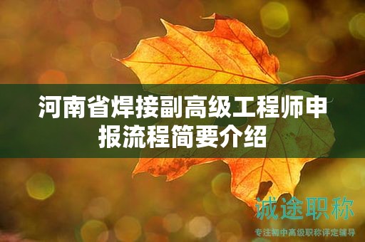 河南省焊接副高级工程师申报流程简要介绍