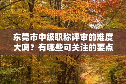 东莞市中级职称评审的难度大吗？有哪些可关注的要点和技巧？