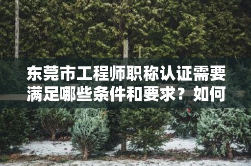 东莞市工程师职称认证需要满足哪些条件和要求？如何备考？