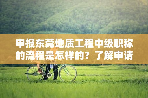申报东莞地质工程中级职称的流程是怎样的？了解申请该职称所需的具体步骤和流程