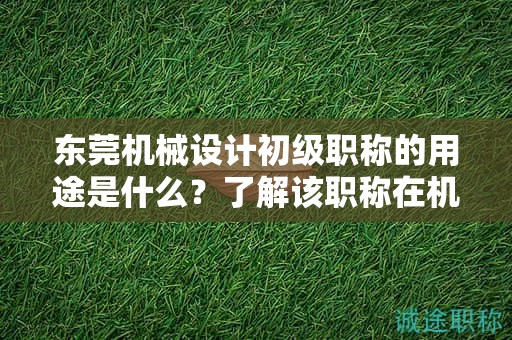 东莞机械设计初级职称的用途是什么？了解该职称在机械设计领域中的作用和价值
