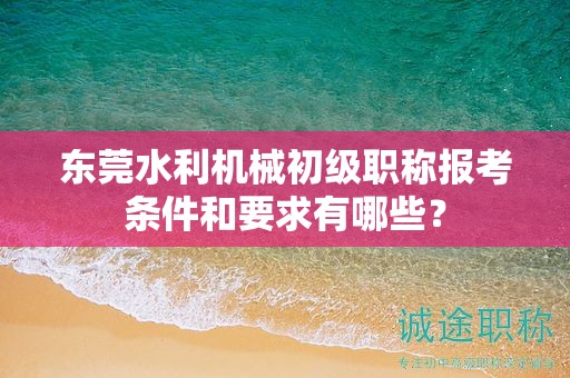 东莞水利机械初级职称报考条件和要求有哪些？