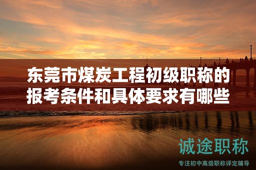 东莞市煤炭工程初级职称的报考条件和具体要求有哪些？