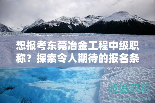 想报考东莞冶金工程中级职称？探索令人期待的报名条件和要求