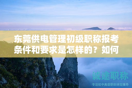 东莞供电管理初级职称报考条件和要求是怎样的？如何开启职业发展之路