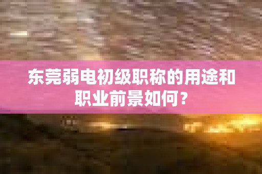 东莞弱电初级职称的用途和职业前景如何？