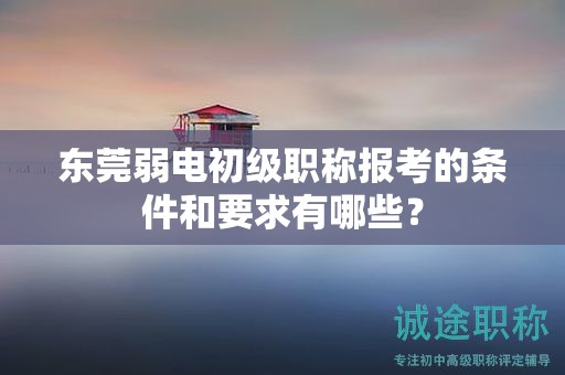 东莞弱电初级职称报考的条件和要求有哪些？