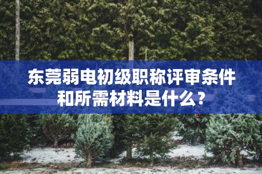 东莞弱电初级职称评审条件和所需材料是什么？
