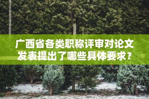 广西省各类职称评审对论文发表提出了哪些具体要求？内容详解