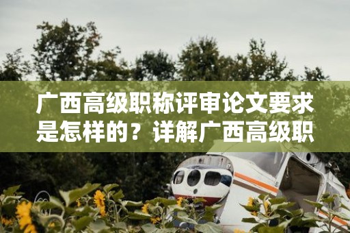 广西高级职称评审论文要求是怎样的？详解广西高级职称评审中的论文要求