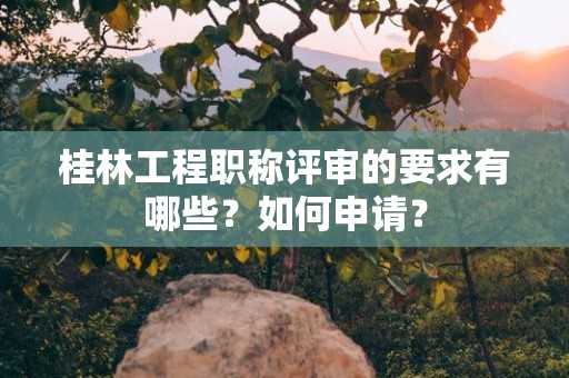 桂林工程职称评审的要求有哪些？如何申请？