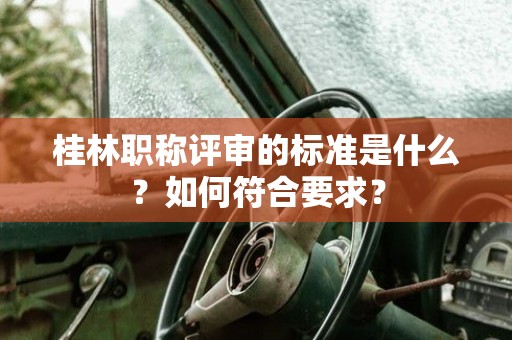 桂林职称评审的标准是什么？如何符合要求？