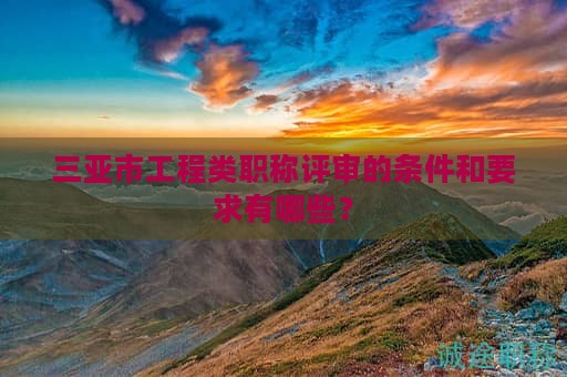 三亚市工程类职称评审的条件和要求有哪些？