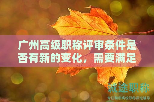 广州高级职称评审条件是否有新的变化，需要满足哪些条件？