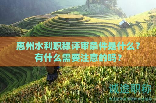 惠州水利职称评审条件是什么？有什么需要注意的吗？