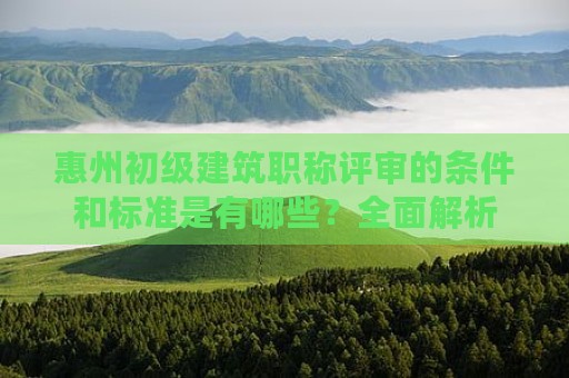 惠州初级建筑职称评审的条件和标准是有哪些？全面解析