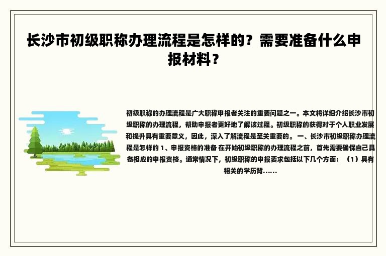 长沙市初级职称办理流程是怎样的？需要准备什么申报材料？