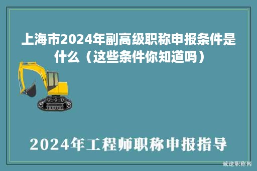上海市2024年副高级职称申报条件是什么（这些条件你知道吗）