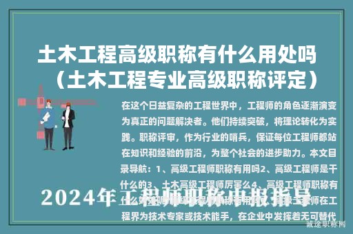 土木工程高级职称有什么用处吗（土木工程专业高级职称评定）