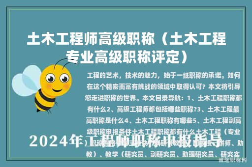 土木工程师高级职称（土木工程专业高级职称评定）