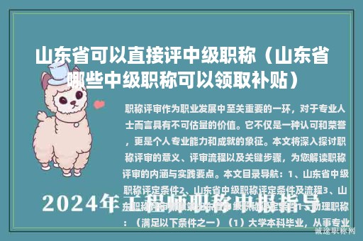 山东省可以直接评中级职称（山东省哪些中级职称可以领取补贴）