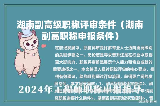 湖南副高级职称评审条件（湖南副高职称申报条件）
