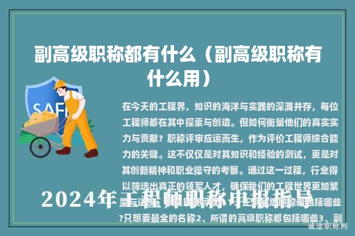 副高级职称都有什么（副高级职称有什么用）