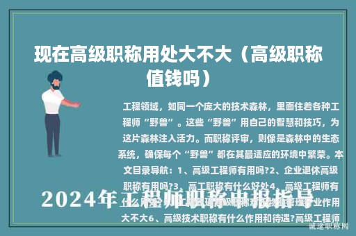 现在高级职称用处大不大（高级职称值钱吗）