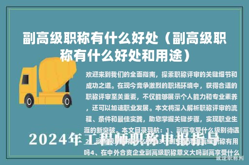 副高级职称有什么好处（副高级职称有什么好处和用途）