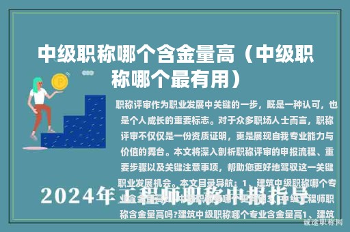 中级职称哪个含金量高（中级职称哪个最有用）