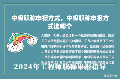 中级职称申报方式，中级职称申报方式选哪个