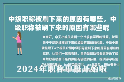 中级职称被刷下来的原因有哪些，中级职称被刷下来的原因有哪些呢