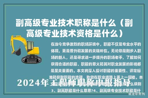 副高级专业技术职称是什么（副高级专业技术资格是什么）