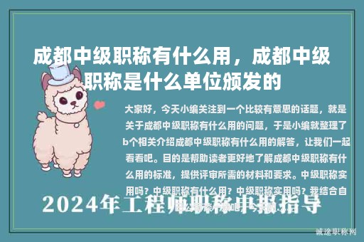 成都中级职称有什么用，成都中级职称是什么单位颁发的