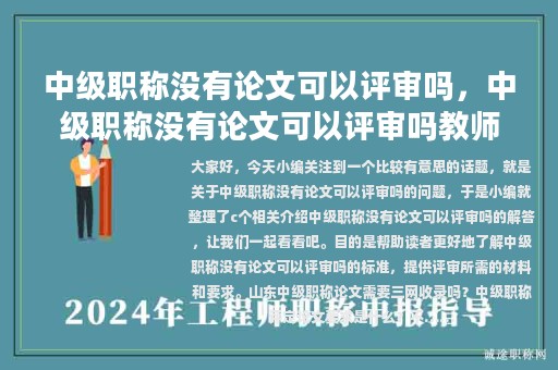 中级职称没有论文可以评审吗，中级职称没有论文可以评审吗教师