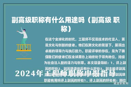 副高级职称有什么用途吗（副高级 职称）