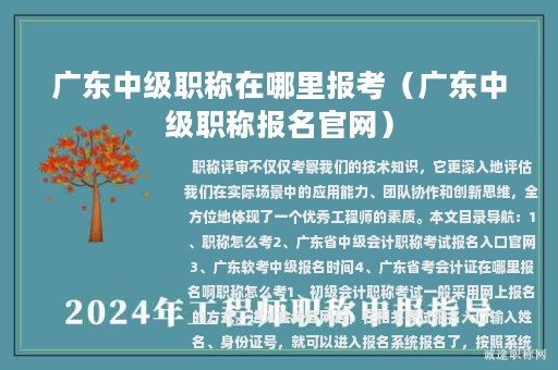 广东中级职称在哪里报考（广东中级职称报名官网）
