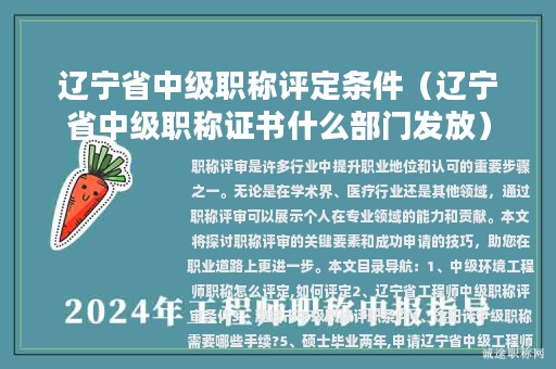 辽宁省中级职称评定条件（辽宁省中级职称证书什么部门发放）
