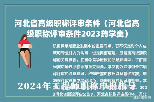 河北省高级职称评审条件（河北省高级职称评审条件2023药学类）