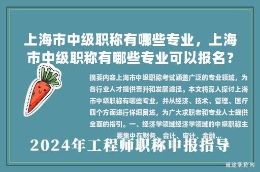 上海市中级职称有哪些专业，上海市中级职称有哪些专业可以报名？