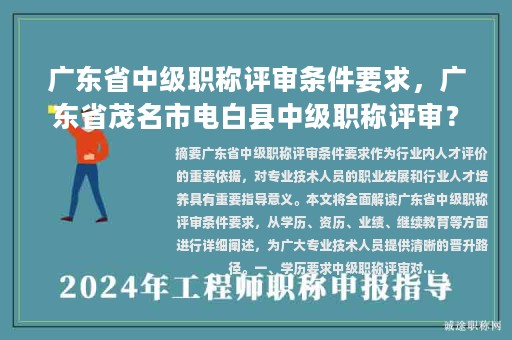 广东省中级职称评审条件要求，广东省茂名市电白县中级职称评审？