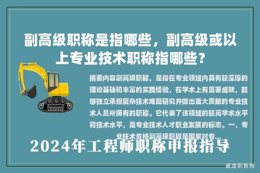副高级职称是指哪些，副高级或以上专业技术职称指哪些？