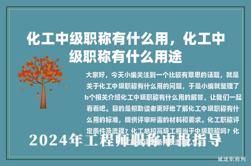 化工中级职称有什么用，化工中级职称有什么用途