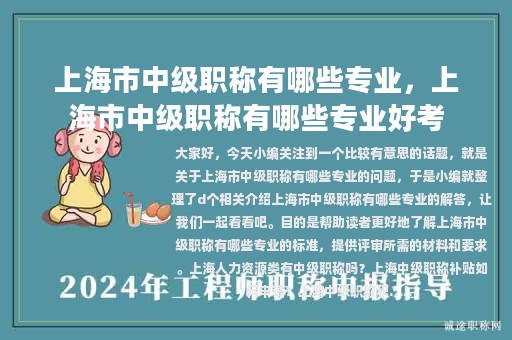 上海市中级职称有哪些专业，上海市中级职称有哪些专业好考