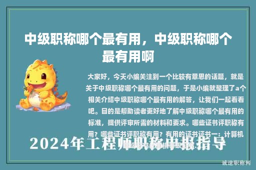 中级职称哪个最有用，中级职称哪个最有用啊