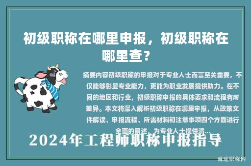 初级职称在哪里申报，初级职称在哪里查？