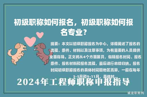 初级职称如何报名，初级职称如何报名专业？