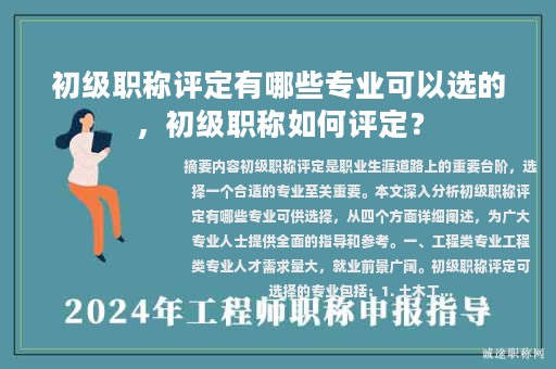 初级职称评定有哪些专业可以选的，初级职称如何评定？