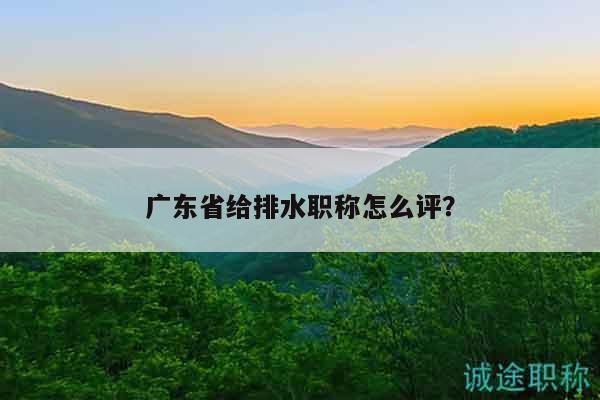 广东省给排水职称怎么评？
