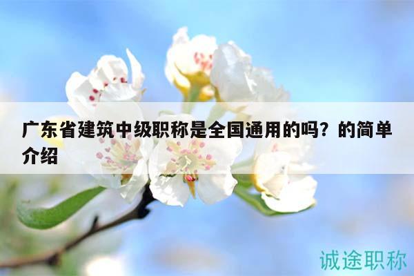 广东省建筑中级职称是全国通用的吗？